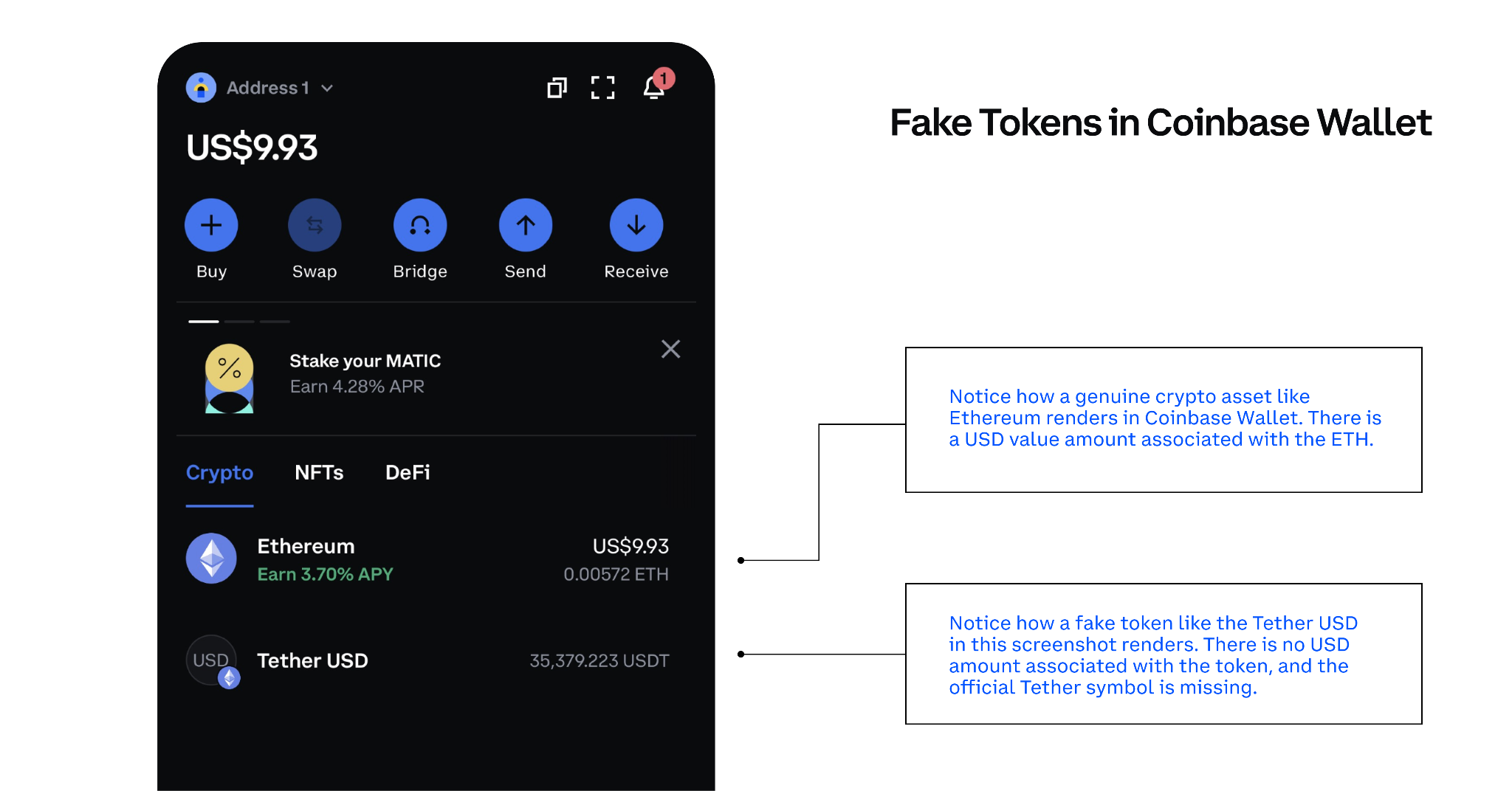 Coinbase Wallet USDC balance Base network
