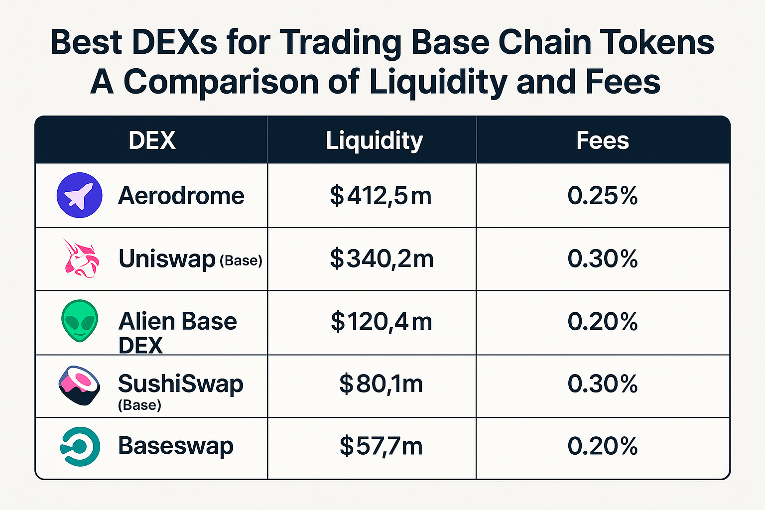 Best DEXs for Trading Base Chain Tokens: A Comparison of Liquidity and Fees