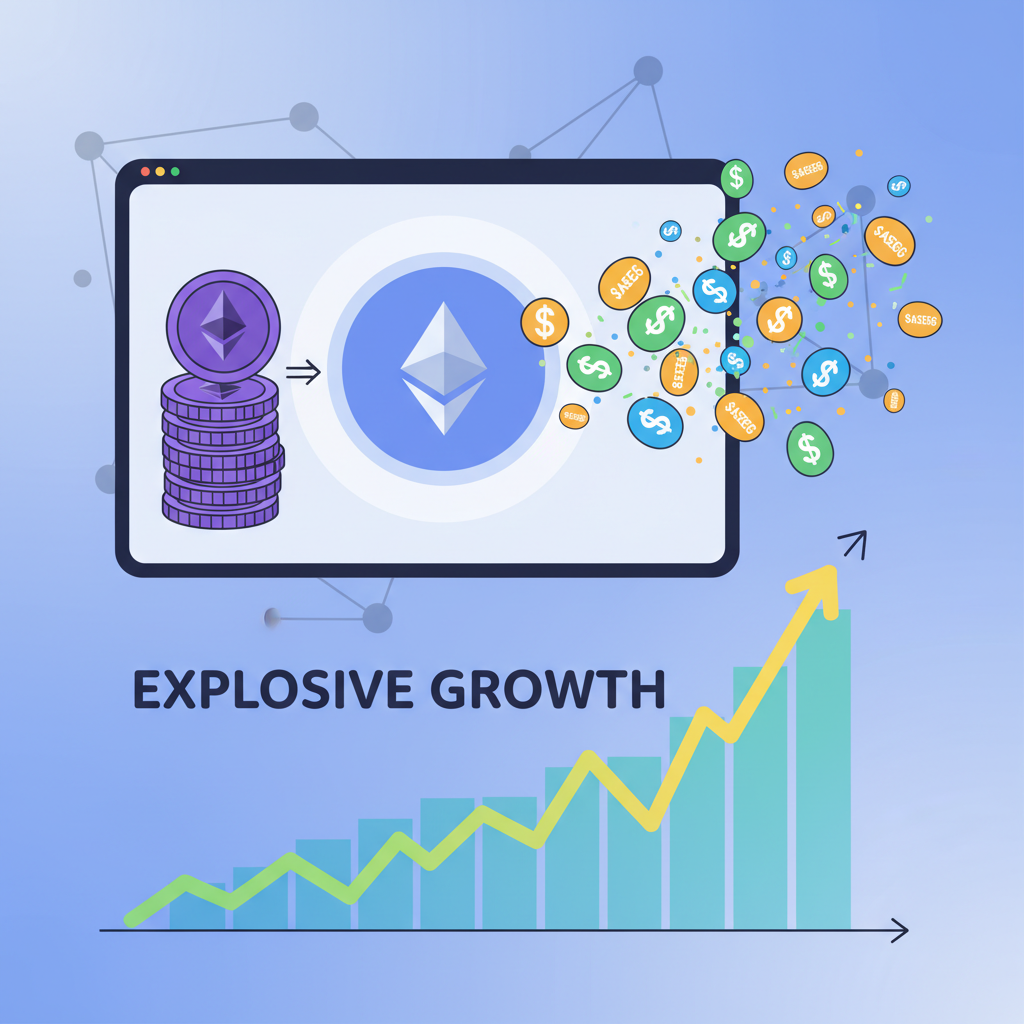 ETH coins swapping into colorful $BASEEGG tokens on Uniswap, explosive growth chart