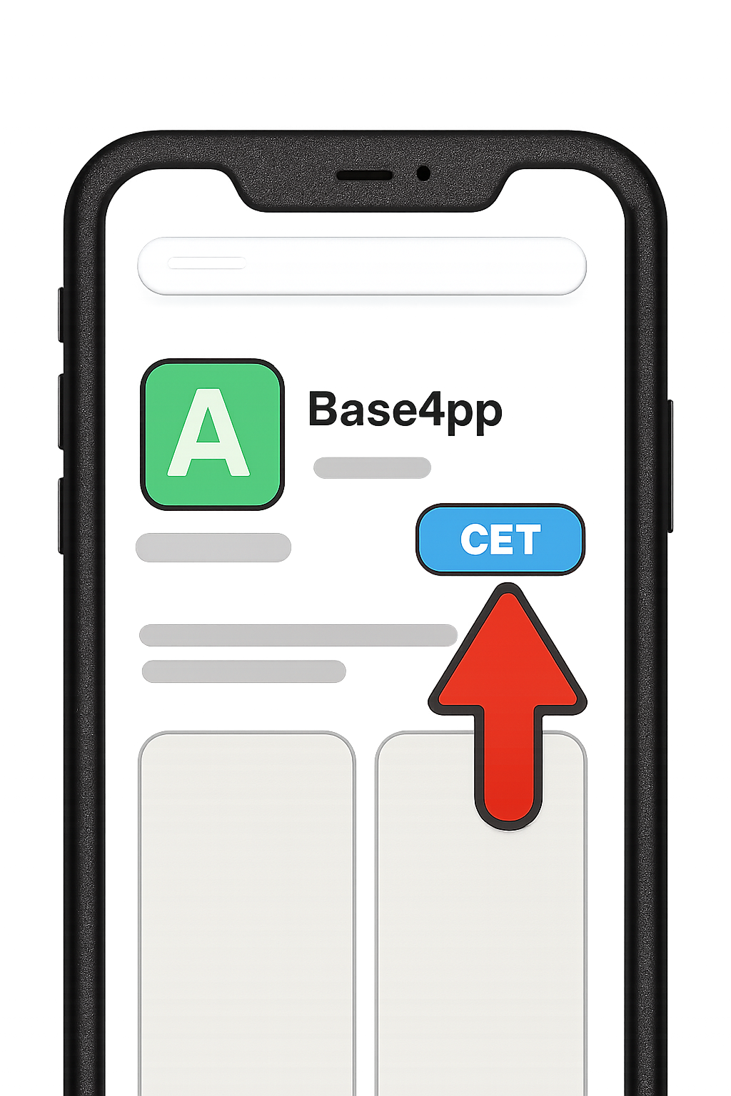 A smartphone screen displaying the BaseApp logo in an app store with a download button highlighted