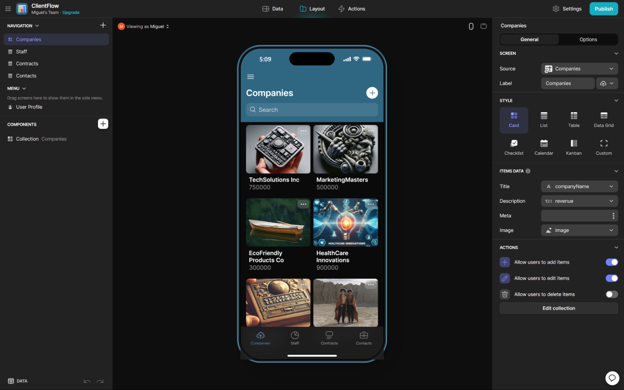 Base App Creator Score display