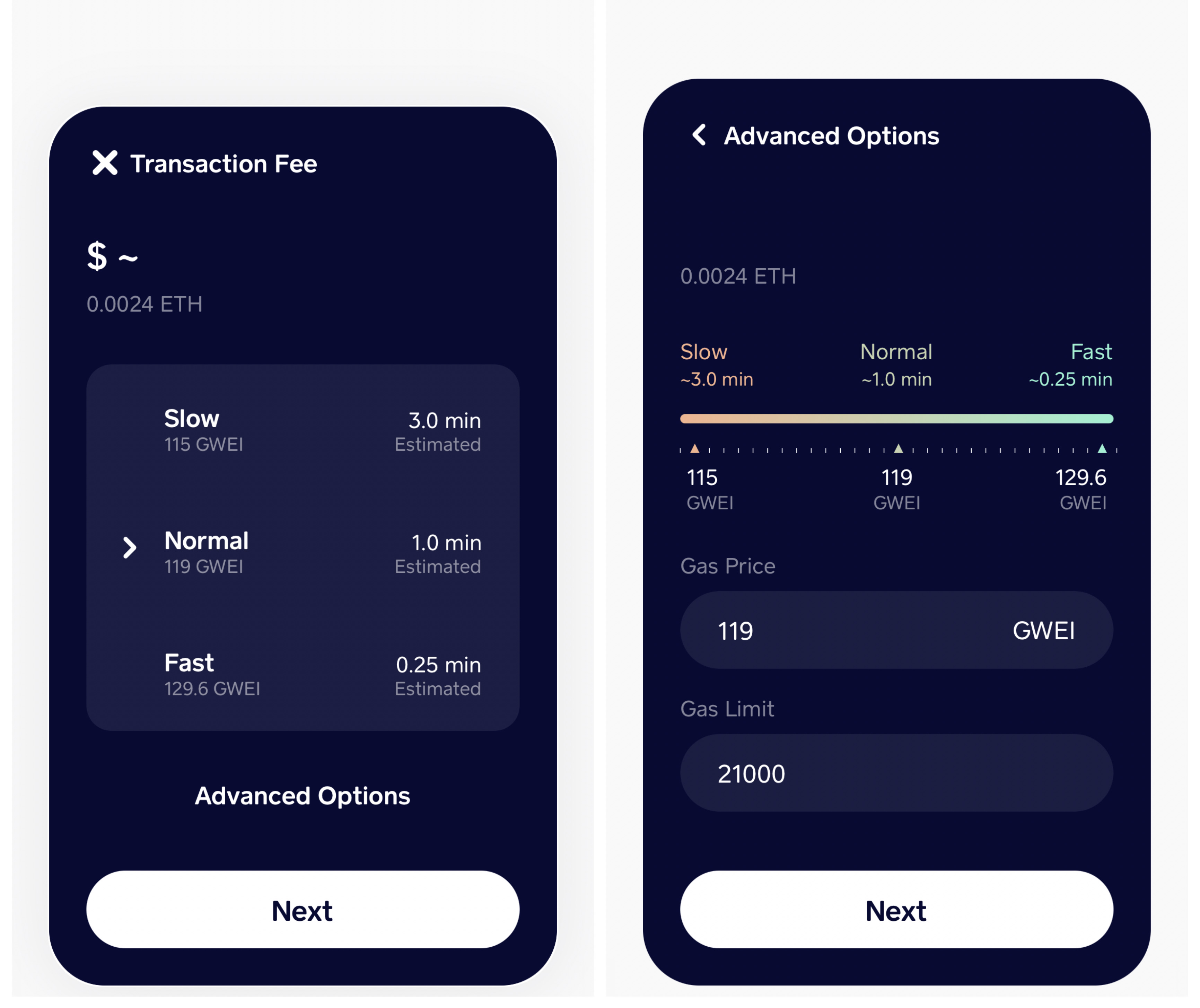 Ethereum gas fee transaction screenshot