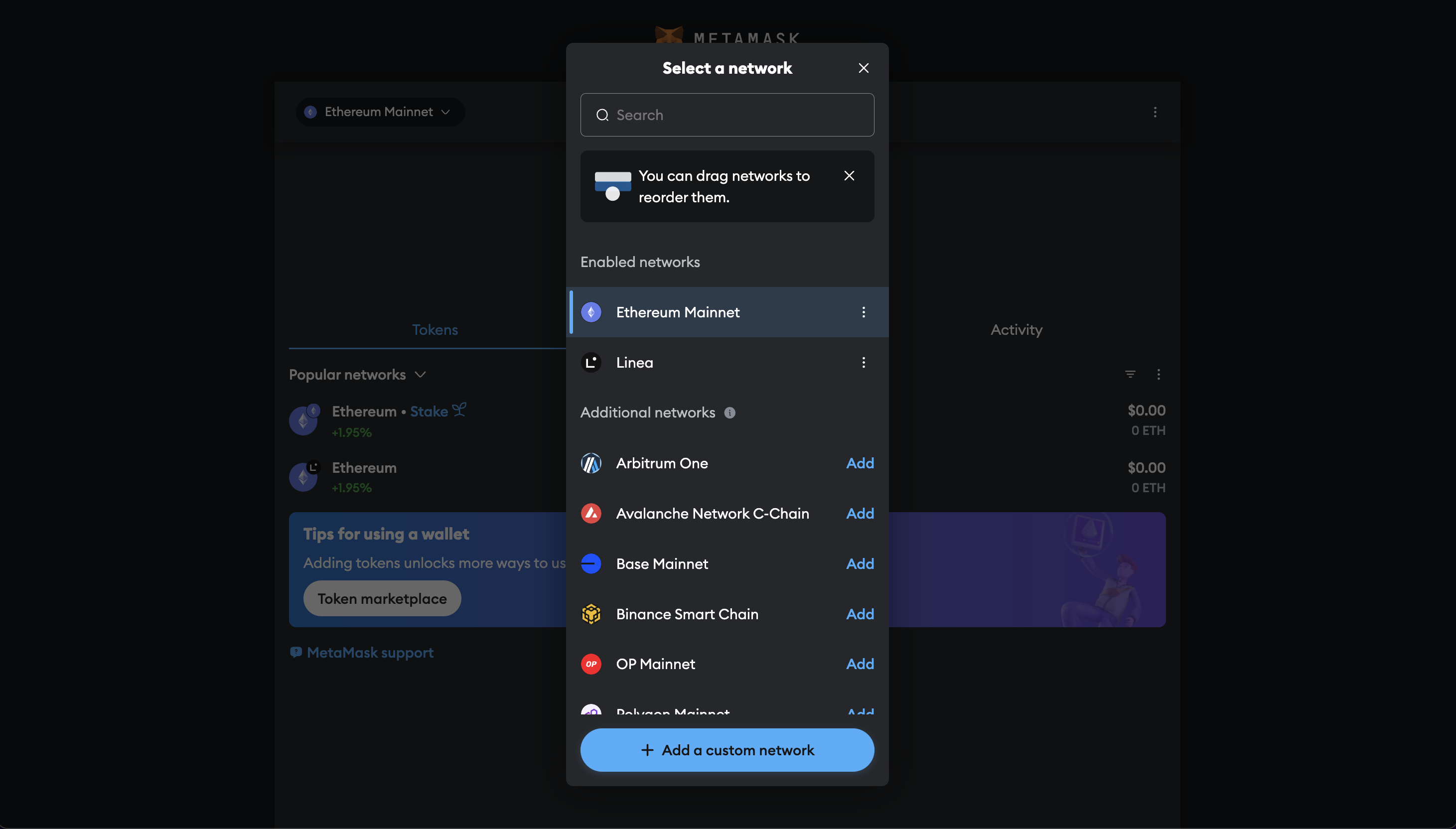 MetaMask add network Base Mainnet