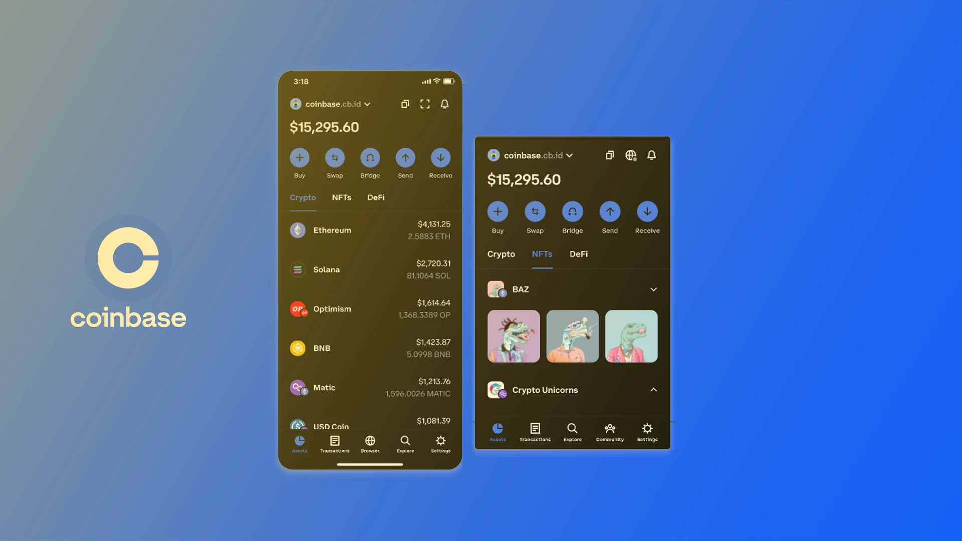 Coinbase Wallet Base App interface